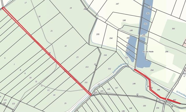 Lageskizze - Flur 2, FS 16 + Flur 3, FS 401, 402 - Grundstück (etwa 4,1 ha Grundstücksgröße) direkt an der Kleingartenanlage Heideteich sowie diverse Splitterflächen