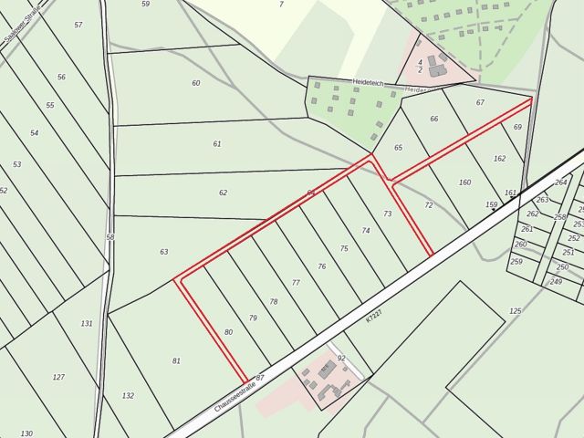 Lageskizze - Flur 2, FS 64 - Grundstück (etwa 4,1 ha Grundstücksgröße) direkt an der Kleingartenanlage Heideteich sowie diverse Splitterflächen