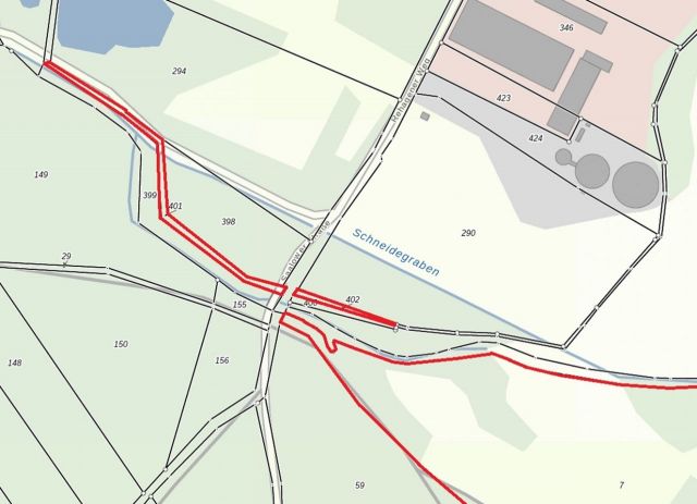 Lageskizze - Flur 3, FS 401, 402 + Flur 5, FS 7 tlw. - Grundstück (etwa 4,1 ha Grundstücksgröße) direkt an der Kleingartenanlage Heideteich sowie diverse Splitterflächen