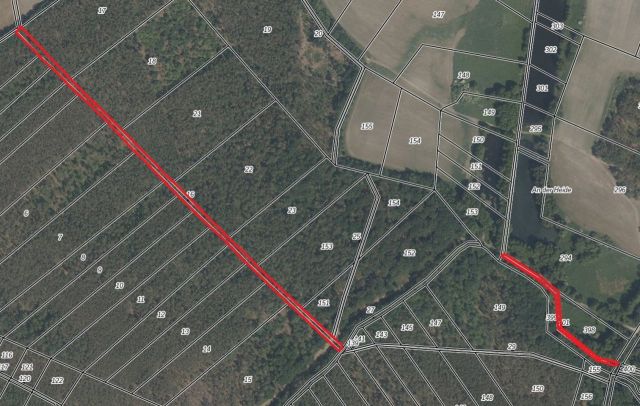 Lageskizze mit Luftbildunterlegung - Flur 2, FS 16 + Flur 3, FS 401 - Grundstück (etwa 4,1 ha Grundstücksgröße) direkt an der Kleingartenanlage Heideteich sowie diverse Splitterflächen