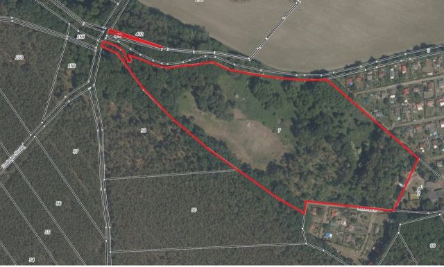 Lageskizze mit Luftbildunterlegung - Flur 5, FS 7 + Flur 3, FS 402 - Grundstück (etwa 4,1 ha Grundstücksgröße) direkt an der Kleingartenanlage Heideteich sowie diverse Splitterflächen