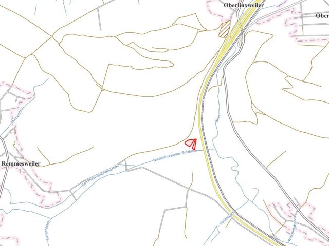 Lageskizze mit Umgebung - 2 vertragsfreie Grün-/Waldflächen westlich der B 41 **etwa 37 km von der Altstadt Saarbrücken entfernt**