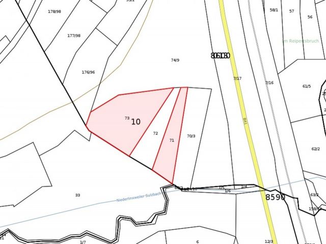 Lageskizze - 2 vertragsfreie Grün-/Waldflächen westlich der B 41 **etwa 37 km von der Altstadt Saarbrücken entfernt**