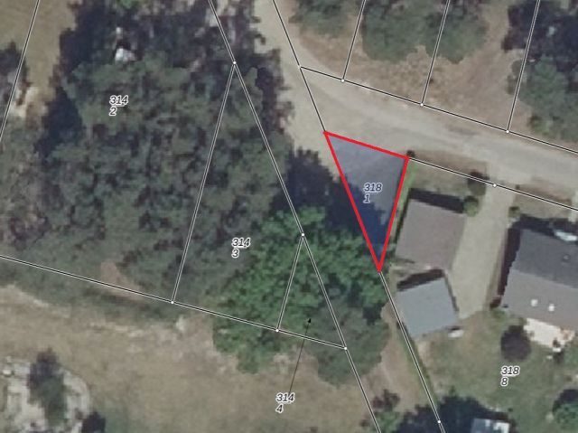 Lageskizze Flurstück 318/1 - Kleine Grünfläche neben Wohngrundstück, Ackerstreifen im B-Plan und Wegefläche mit insgesamt über 1,9 ha Grundstücksgröße