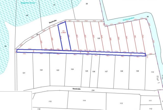Übersicht Verkaufsfläche und Weg - Vertragsfreie Waldfläche nahe dem Baggersee & dem Schloss Gusow