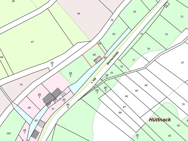 Lageskizze mit Umgebung - Vertragsfreie Waldfläche am Holzbach