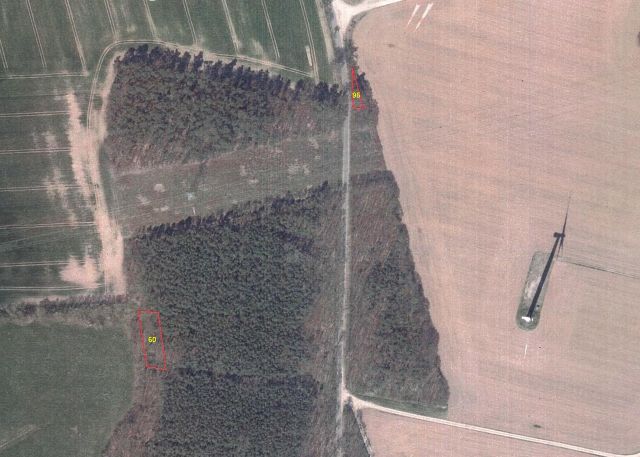 Lageskizze Flurstücke 60 und 96 - 5 Splitterflächen (Acker sowie Forsten und Holzungen) mit insgesamt über 1 ha in der Prignitz