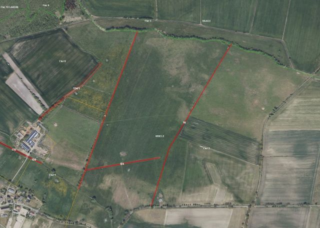 Lageskizze Gemarkung Kriele Flurstücke 16, 5/4, 1, 134/1, 109 und teilweise 110 - Über 3,9 ha Splitterflächen im Havelland ++ Acker, Grünland, Forsten und Holzungen, Wassergräben und Wegeflächen ++
