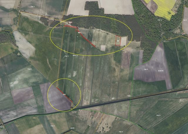 Lageskizze Gemarkung Kriele Flurstücke 102, 86, 95/3 und 96/1 - Über 3,9 ha Splitterflächen im Havelland ++ Acker, Grünland, Forsten und Holzungen, Wassergräben und Wegeflächen ++