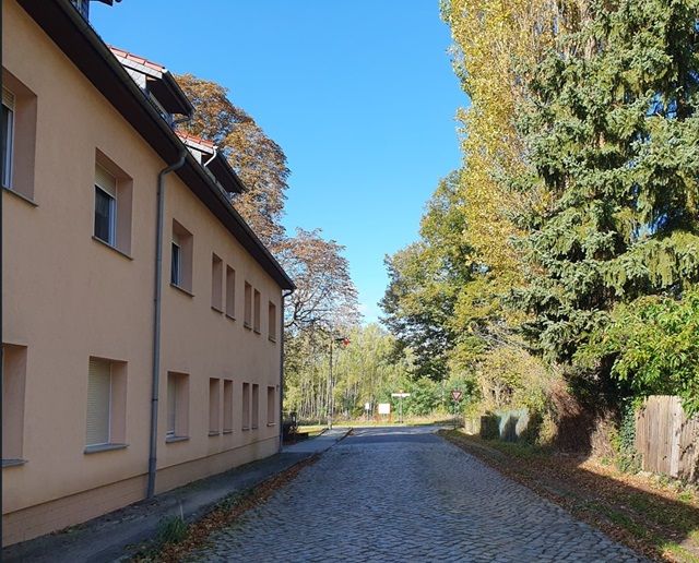 Blick auf gegenüberliegende Wohnbebauung und die Umgebung - Großes Garagengrundstück im Innenbereich von Döbern ** im FNP als Wohnbaufläche ausgewiesen