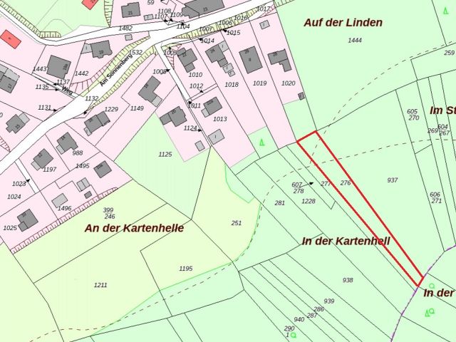 Lageskizze - Vertragsfreies Grundstück hinter einem Wohnhaus **ehem. Bestandteil einer geschlossenen Waldfläche**