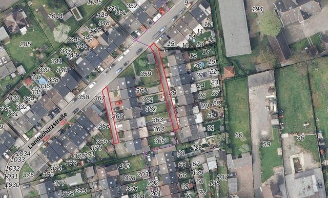 Lageskizze - Zwei Verkehrsflächen vor Wohngrundstücken in einem Wohngebiet in Recklinghausen im nördlichen Ruhrgebiet