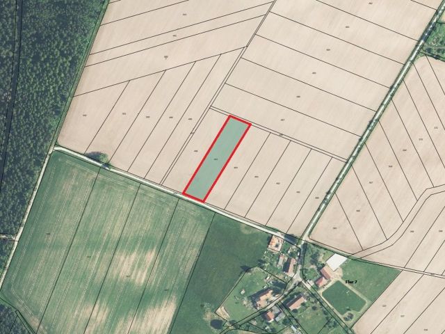 Lageskizze mit Luftbildunterlegung - 1/2 Miteigentumsanteil an einer verpachteten Landwirtschaftsfläche nördlich der Kleinsiedlung Hetzeberg