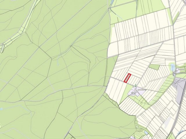 Lageskizze mit Umgebung - 1/2 Miteigentumsanteil an einer verpachteten Landwirtschaftsfläche nördlich der Kleinsiedlung Hetzeberg