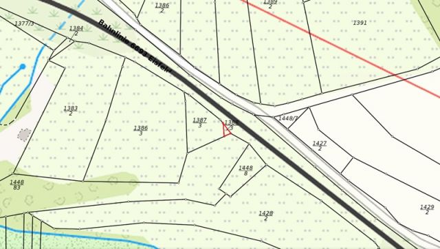 Lageskizze Flurstück 1388/3 - Wald-, Gehölz- und Grünlandfläche in Streulage nahe der Landesgrenze zu Bayern