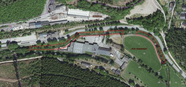 Lageskizze Flurstücke 93 und 95 - Teilw. vertragslos genutzte Zuwegung und Freiflächen des DampfLandLeute-Museums Eslohe und Teilflächen des Gewässers ´Salwey´