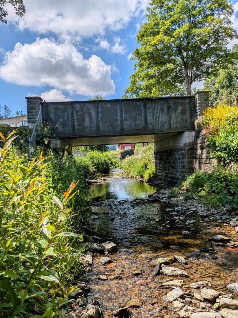 Blick auf Flurstück 93 und die darüber führende Brücke  - Teilw. vertragslos genutzte Zuwegung und Freiflächen des DampfLandLeute-Museums Eslohe und Teilflächen des Gewässers ´Salwey´