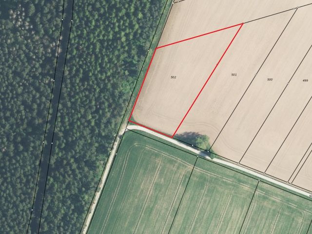 Lageskizze mit Luftbildunterlegung - 1/2 Miteigentumsanteil an einer verpachteten Landwirtschaftsfläche nordwestlich der Kleinsiedlung Hetzeberg