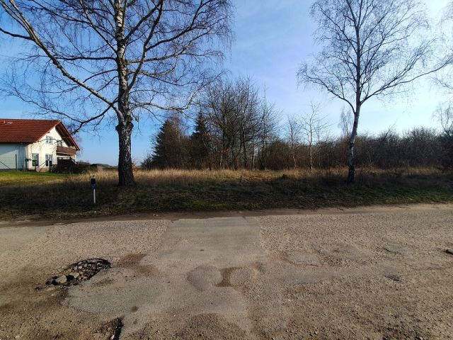 Blick auf Verkaufsfläche und Umgebung - Vertragsfreies Grundstück im Innenbereich von Langhagen in der Mecklenburgischen Seenplatte - Bauplatz