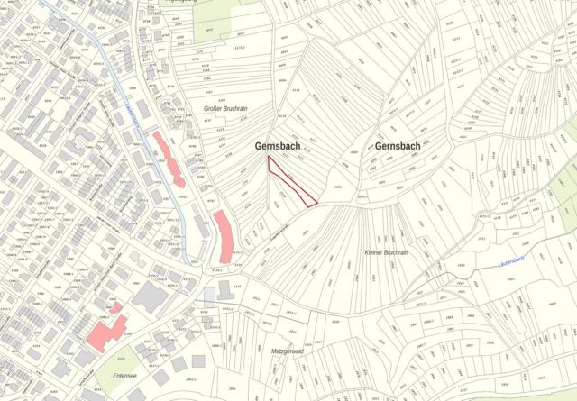 Lageskizze mit Umgebung - Vertragsfreies Grundstück im nördlichen Schwarzwald **etwa 38 km von Karlsruhe entfernt**