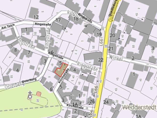 Lageskizze - Wohnhaus in zentraler Ortslage **leerstehend**