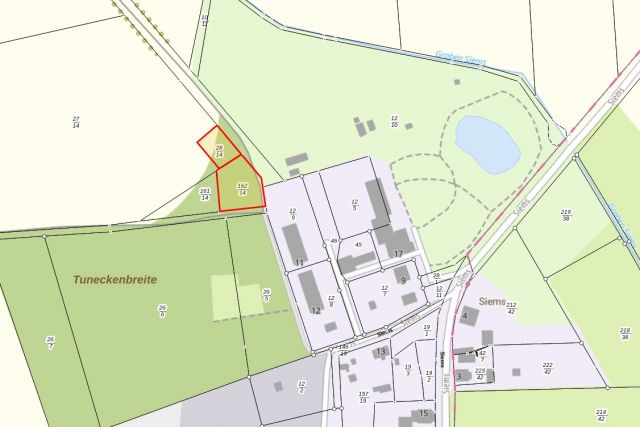 Lageskizze - Grünland- und Ackerfläche teilweise mit Strauch- und Baumbewuchs in der südwestlichen Altmark