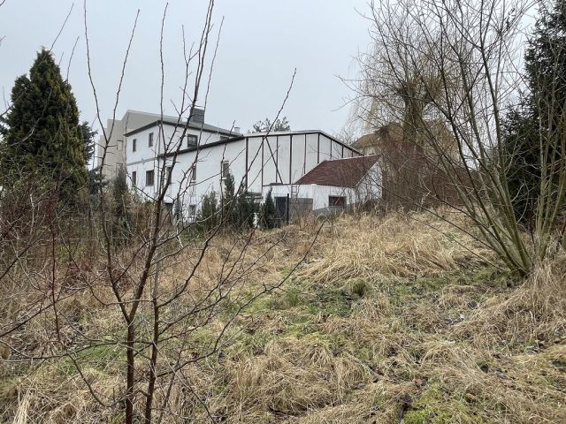 Blick auf Verkaufsfläche und Umgebung - Verwildertes Gartengrundstück mit alter Gartenlaube im Innenbereich zwischen Altenburg, Chemnitz, Zwickau und Gera