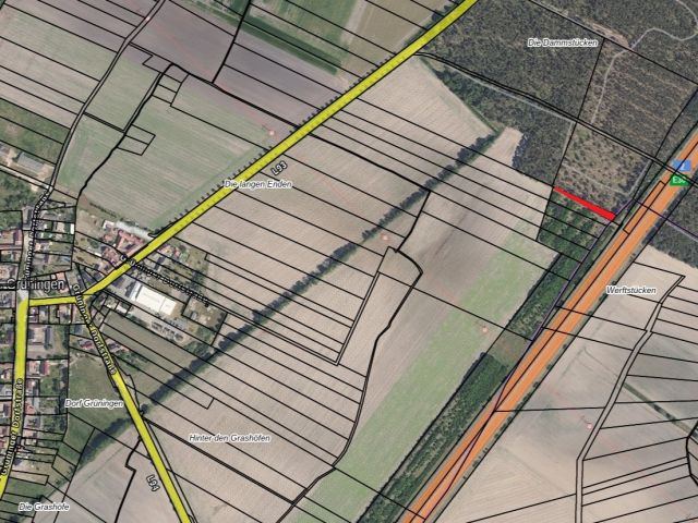 Lageskizze mit Luftbildunterlegung sowie Umgebung - Vertragsfreier Wald an der BAB 2 nahe Brandenburg an der Havel