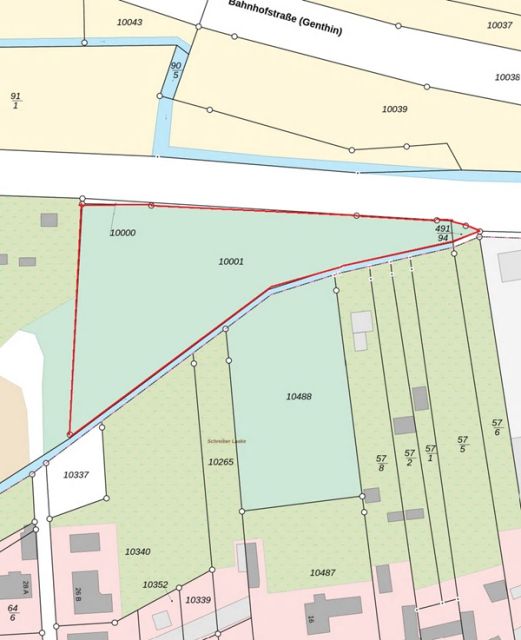 Lageskizze - Großes, naturbelassenes Erholungsgrundstück an einem Kanal, gegenüber von Wohnbebauung und neben einer Gartenanlage