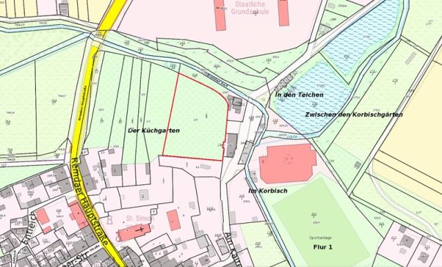 Umgebungsskizze - Große Freifläche hinter Wohngrundstücken ca. 30 km von Erfurt entfernt - teilweise genutzt