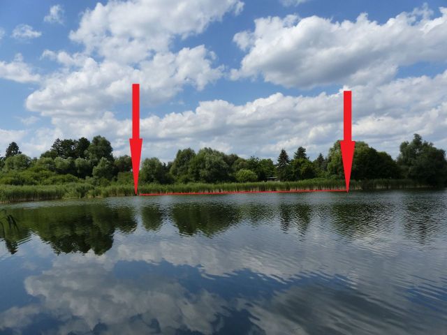 Blick auf den Waschbanksee und die ungefähre Lage der Verkaufsfläche - Teilweise bestocktes Grünland am ´Waschbanksee´ in Müncheberg östlich von Berlin