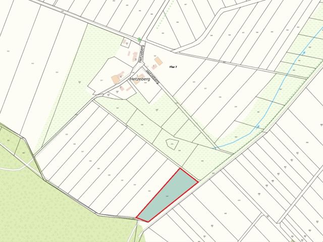 Lageskizze mit Umgebung - 1/2 Miteigentumsanteil an einer verpachteten Landwirtschaftsfläche südöstlich der Kleinsiedlung Hetzeberg