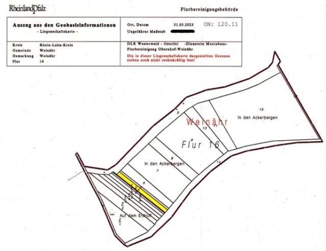 Lage des Verkaufsgegenstandes im Flurbereinigungsverfahren - Vertragsfreies Grundstück für den Weinanbau in unmittelbarer Nachbarschaft eines Landhotels