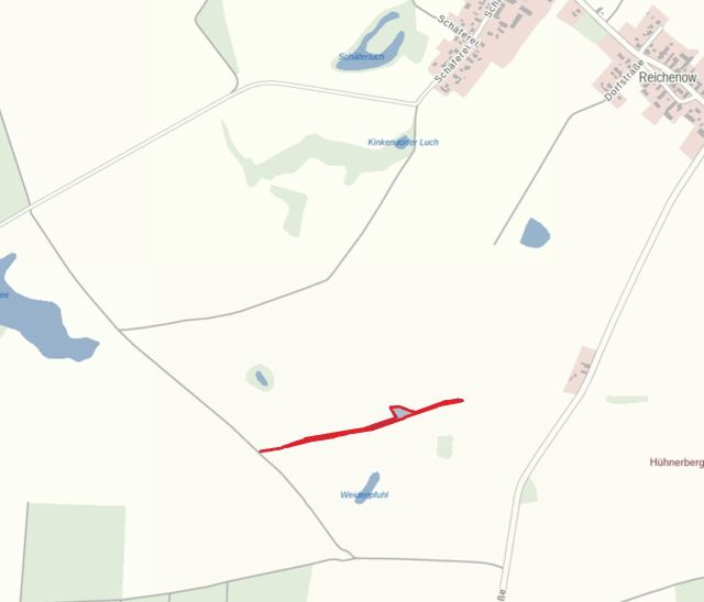 Lageskizze mit Umgebung - Vertragsfreier Waldstreifen (sog. Teil eines Agroforstsystems) etwa 36 km vom Berliner Ring entfernt