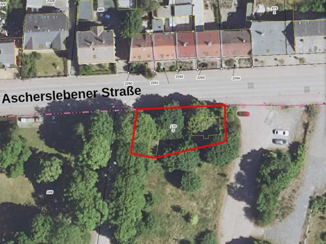 Lageskizze - Grundstück mit ehemaliger Wohnbaracke **zentrumsnahe Lage am Bahnhof Güsten**