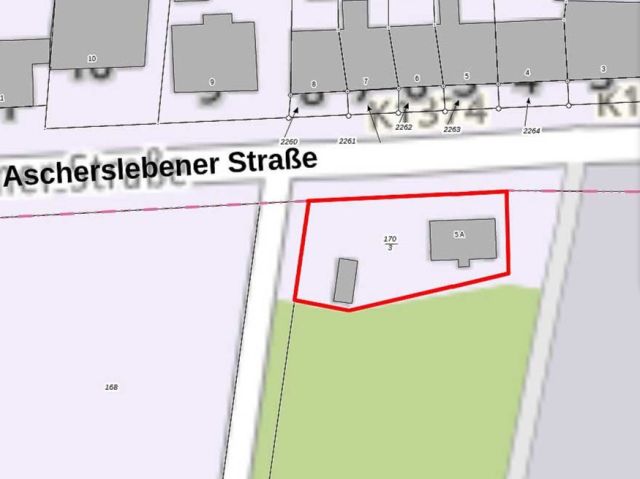 Lageskizze - Grundstück mit ehemaliger Wohnbaracke **zentrumsnahe Lage am Bahnhof Güsten**
