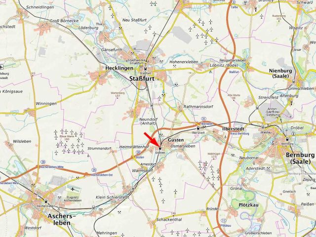 Lage in der Region - Grundstück mit ehemaliger Wohnbaracke **zentrumsnahe Lage am Bahnhof Güsten**