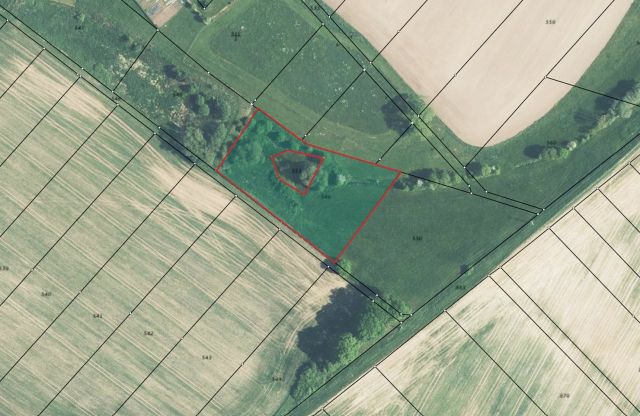 Lageskizze mit Luftbildunterlegung - 1/2 Miteigentumsanteil an einer verpachteten Landwirtschaftsfläche südöstlich der Kleinsiedlung Hetzeberg