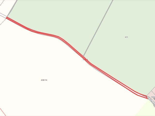 Lageskizze - Schmaler Grundstücksstreifen am Waldrand - überwiegend Wegefläche