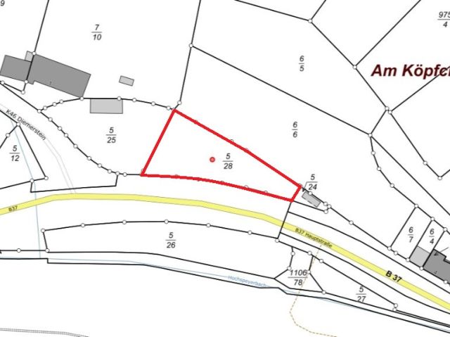 Lageskizze - Vertragsfreie Grünfläche neben dem Landgasthof Schlossberg **etwa 18 km vom Zentrum von Kaiserslautern entfernt**