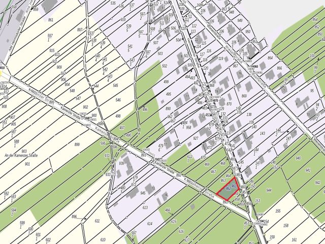 Lageskizze mit Umgebung - Vertragsfreier Kiefernwald am südöstlichen Ortsausgang **laut Flächennutzungsplan Wohnbaufläche**