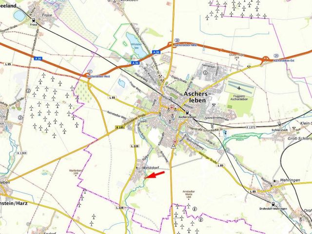 Lage des Verkaufsgegenstandes - Grünfläche mit Baumbestand unterhalb des Sportplatzes von Traktor Westdorf **vertragsfrei**