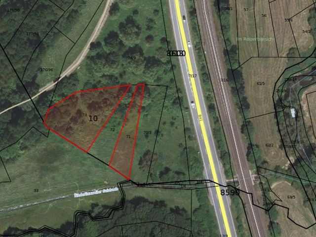 Lageskizze - 2 vertragsfreie Grün-/Waldflächen westlich der B 41 **etwa 37 km von der Altstadt Saarbrücken entfernt**