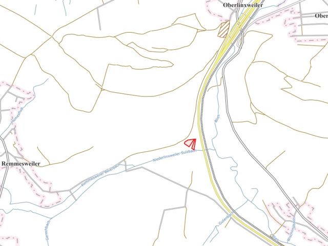 Lage des Verkaufsgegenstandes - 2 vertragsfreie Grün-/Waldflächen westlich der B 41 **etwa 37 km von der Altstadt Saarbrücken entfernt**