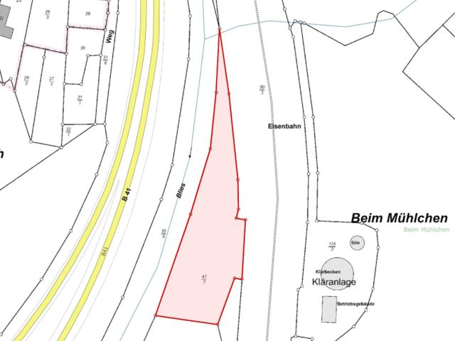 Lageskizze - Vertragsfreie Grünfläche östlich der B 41 **etwa 35 km von der Altstadt Saarbrücken entfernt**
