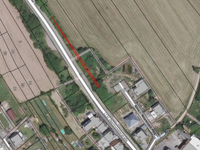 Lageskizze mit Luftbildunterlegung - Flurstück 382/2 - Teilweise vertragslos genutzte Grünfläche und Straßenbegleitfläche östlich der B 41
