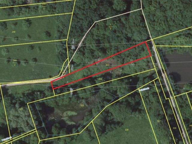 Lageskizze mit Luftbildunterlegung - Grünfläche mit Bäumen & Sträuchern am Tränkbach *ca. 20 km südl. von Frankfurt/Main, Umgebung Wochenendhäuser*