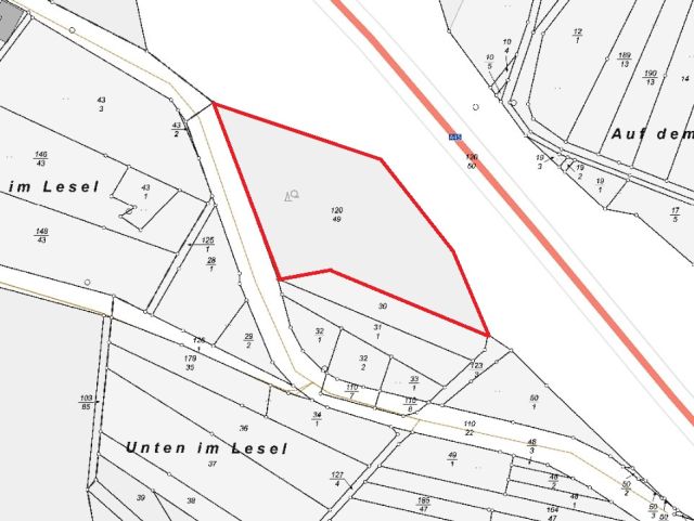 Lageskizze - Waldfläche an der A45 im Naturraum Westerwald