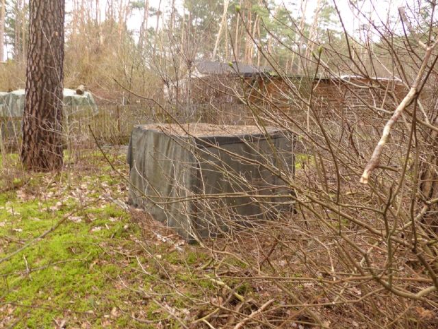 Abgedeckter Steinhaufen - Kiefernwald mit ehem. Erholungsbungalow im südwestlichen Berliner Umland  *etwa 29 km von der Potsdamer Innenstadt entfernt*