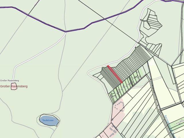 Lageskizze mit Umgebung - Mischwald in direkter Nachbarschaft von Wochenendhäusern am Potsdamer Stadtrand